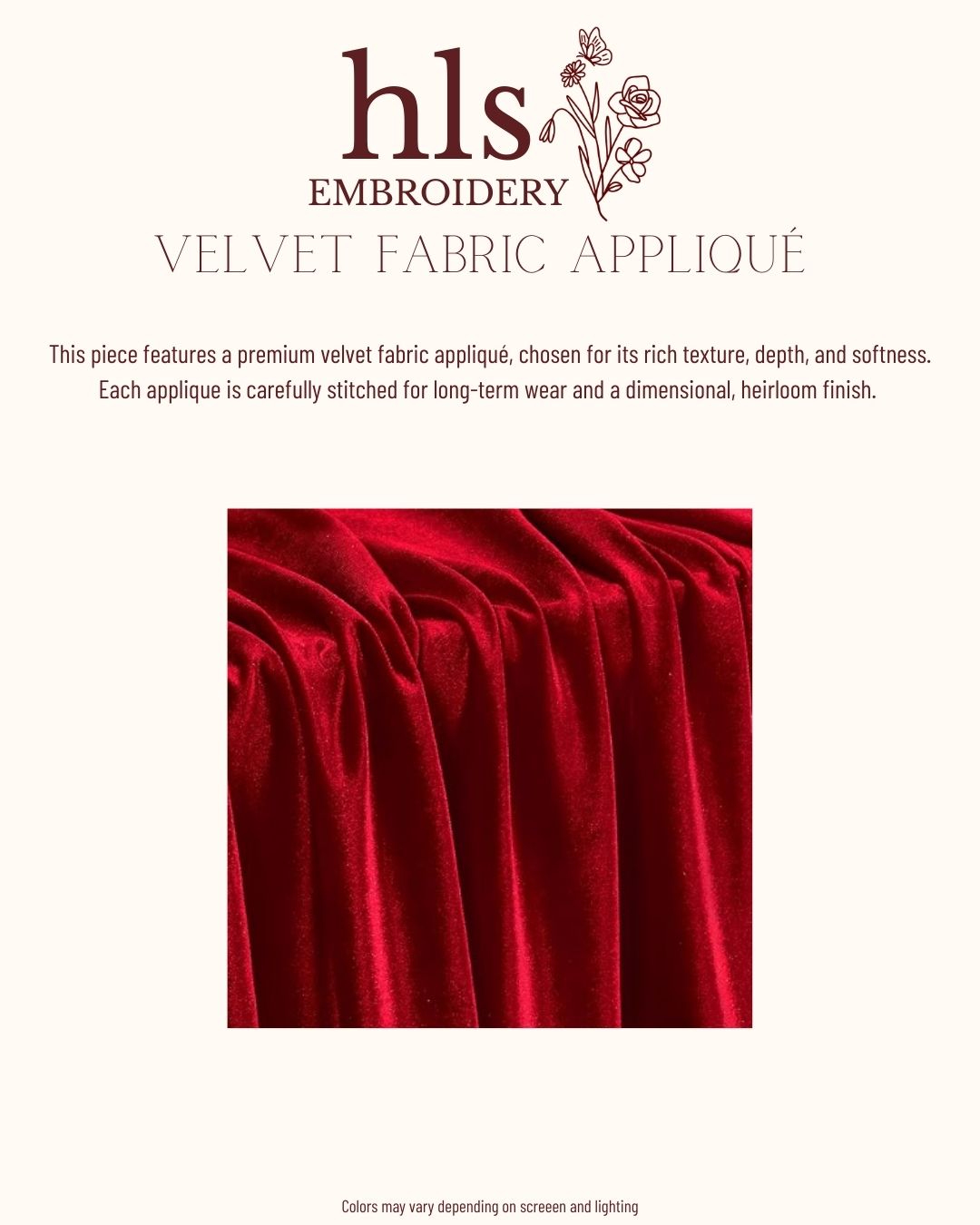 Velvet Fabric that will be used for the appliqué on the crewneck