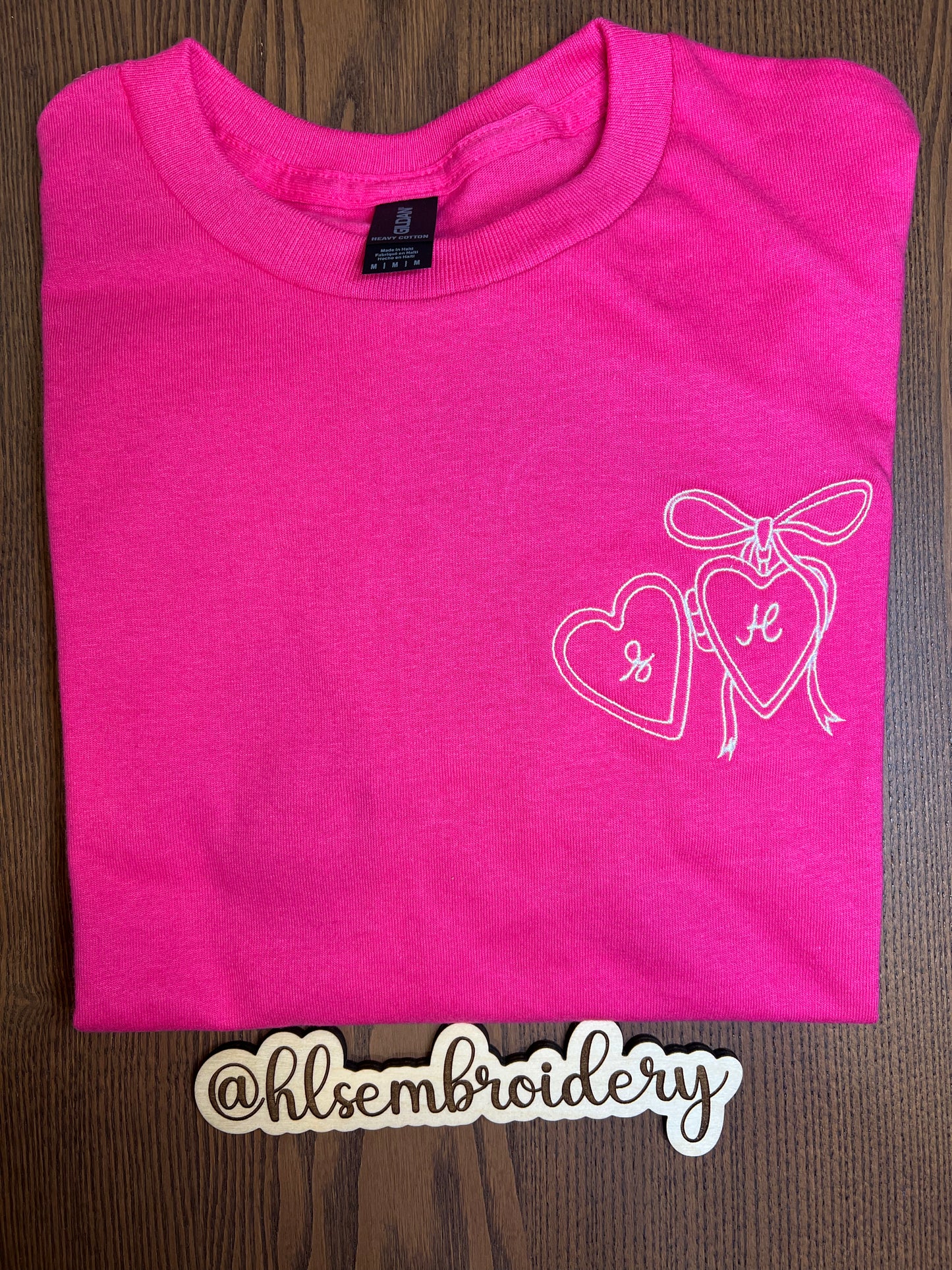 Pink Shirt with Locket embroidered with initials