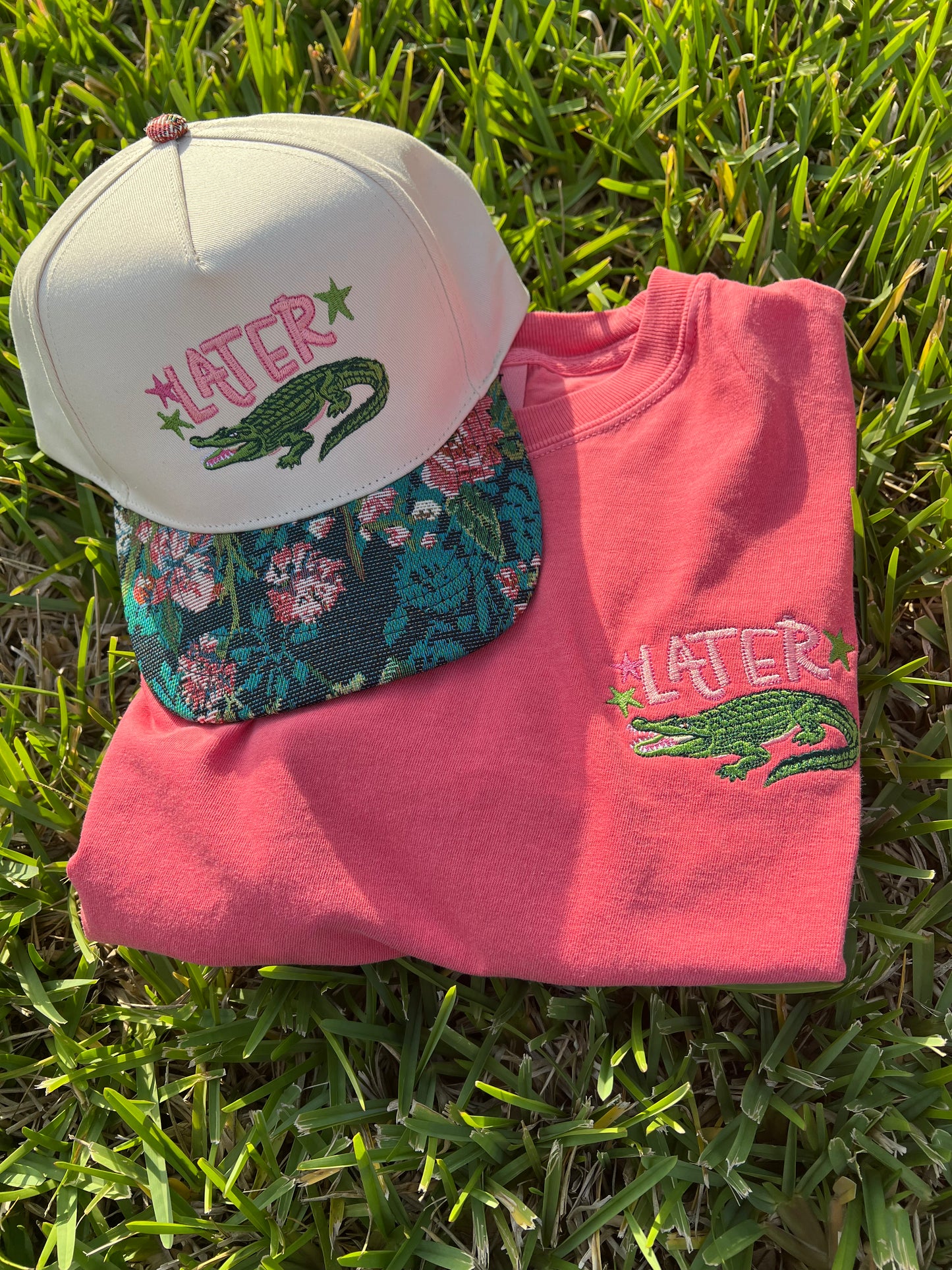 Later — Embroidered Tee or Crewneck