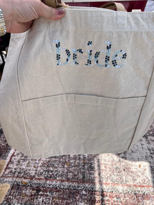 Tote bag with Floral Bride embroidery on front