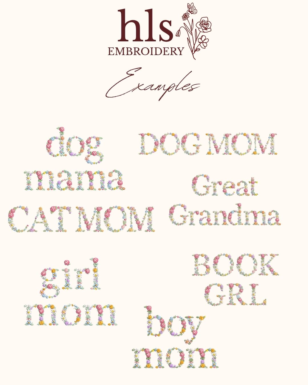 Custom Floral Name — Embroidered Tee or Crewneck