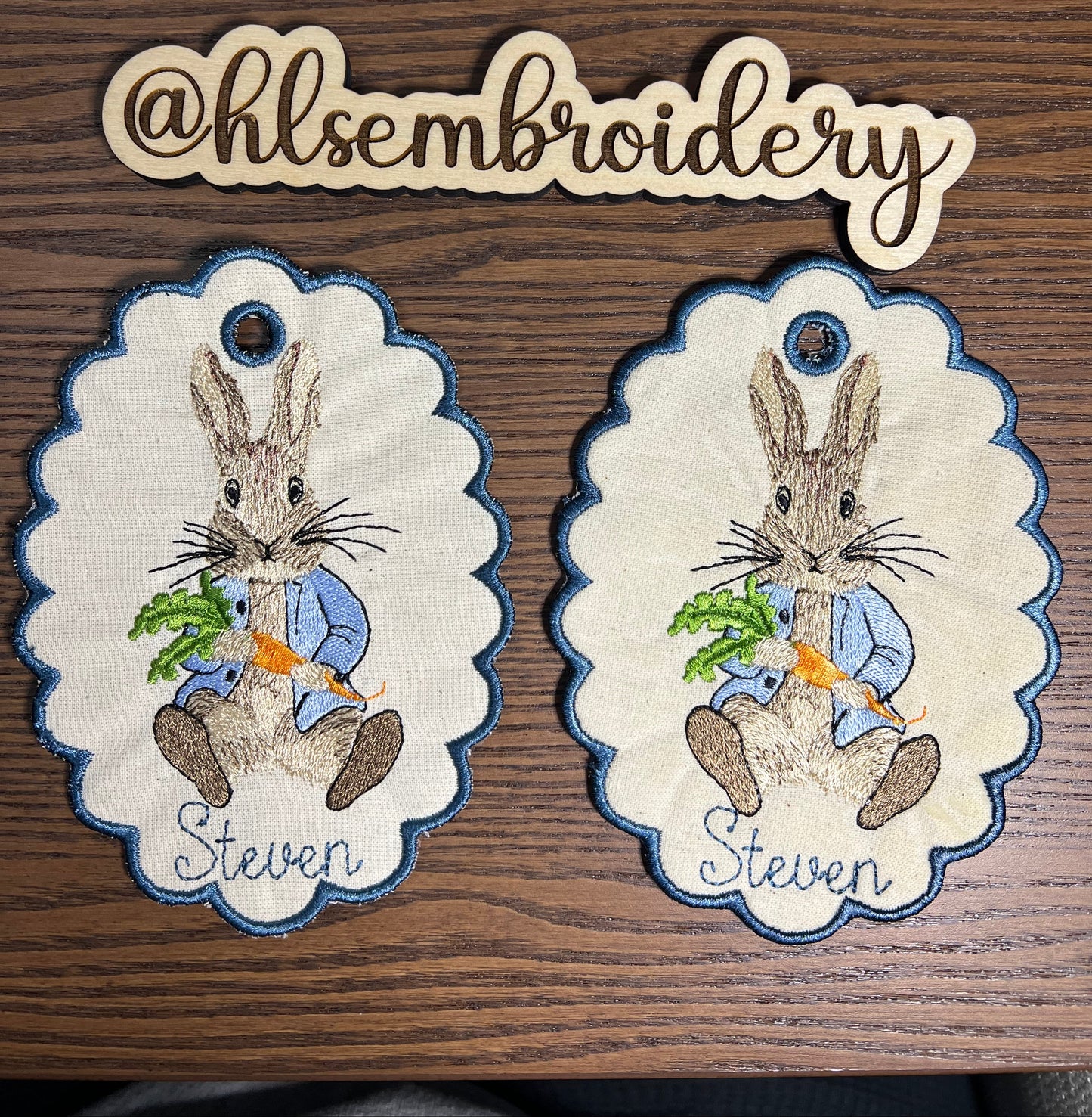 🐰 Personalized Easter Basket Tag — Embroidered