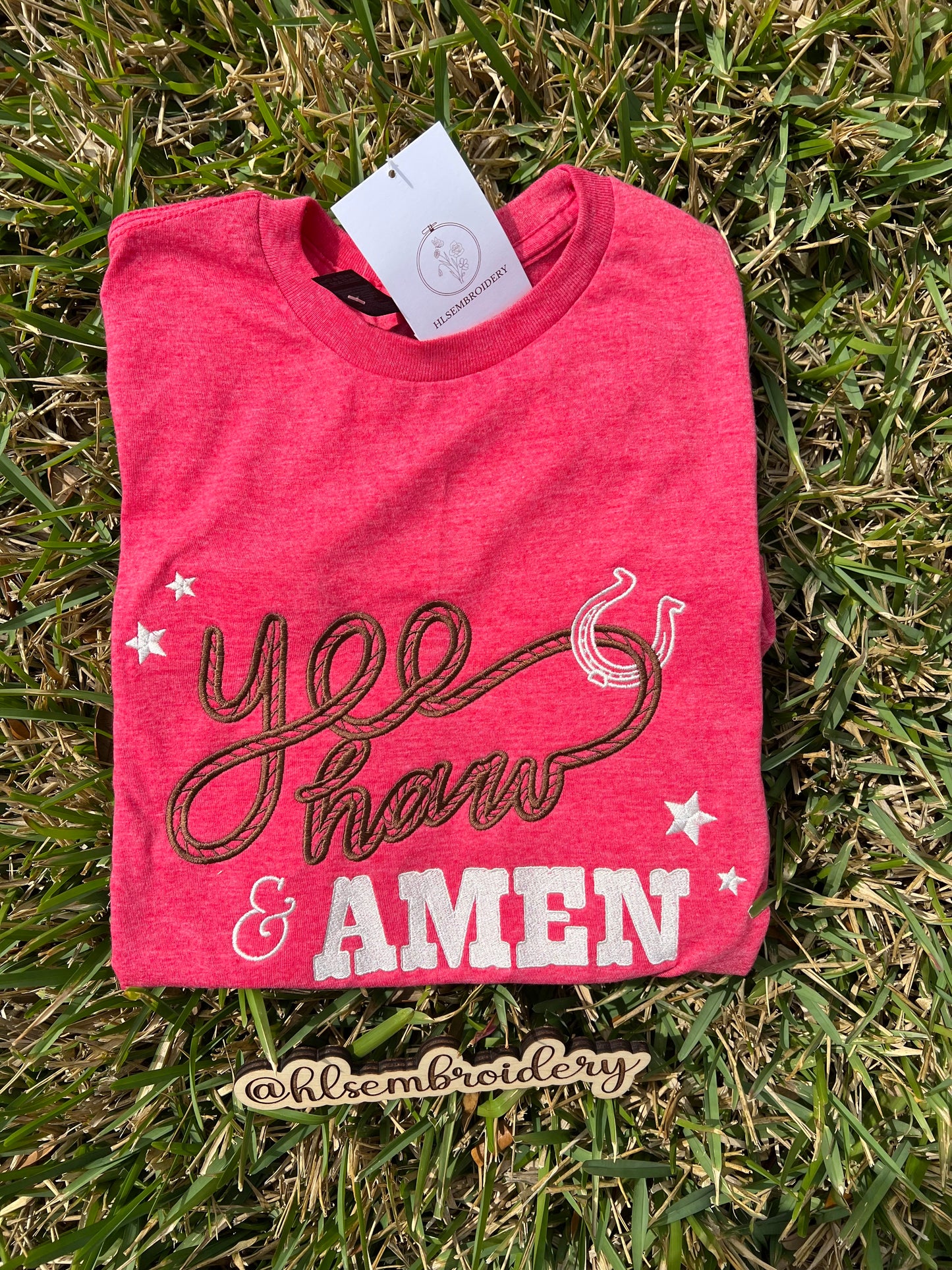 Yeehaw & Amen — Embroidered Tee or Crewneck (Ready to Ship)