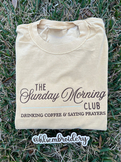 Butter yellow shirt with embroidery wording on the front 