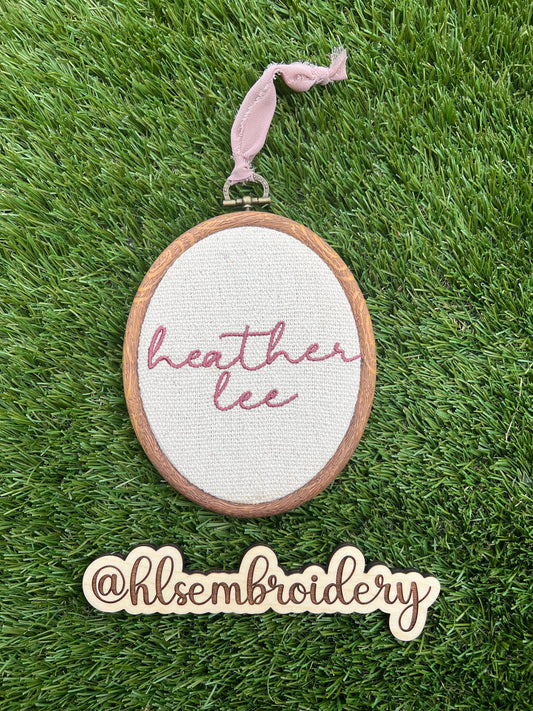 ⭐️ Oval Embroidered Name Hoop — Boutique Style