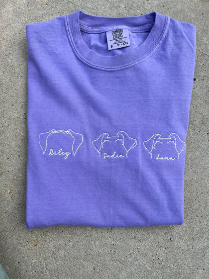Custom Pet Outline Embroidered Tee or Crewneck