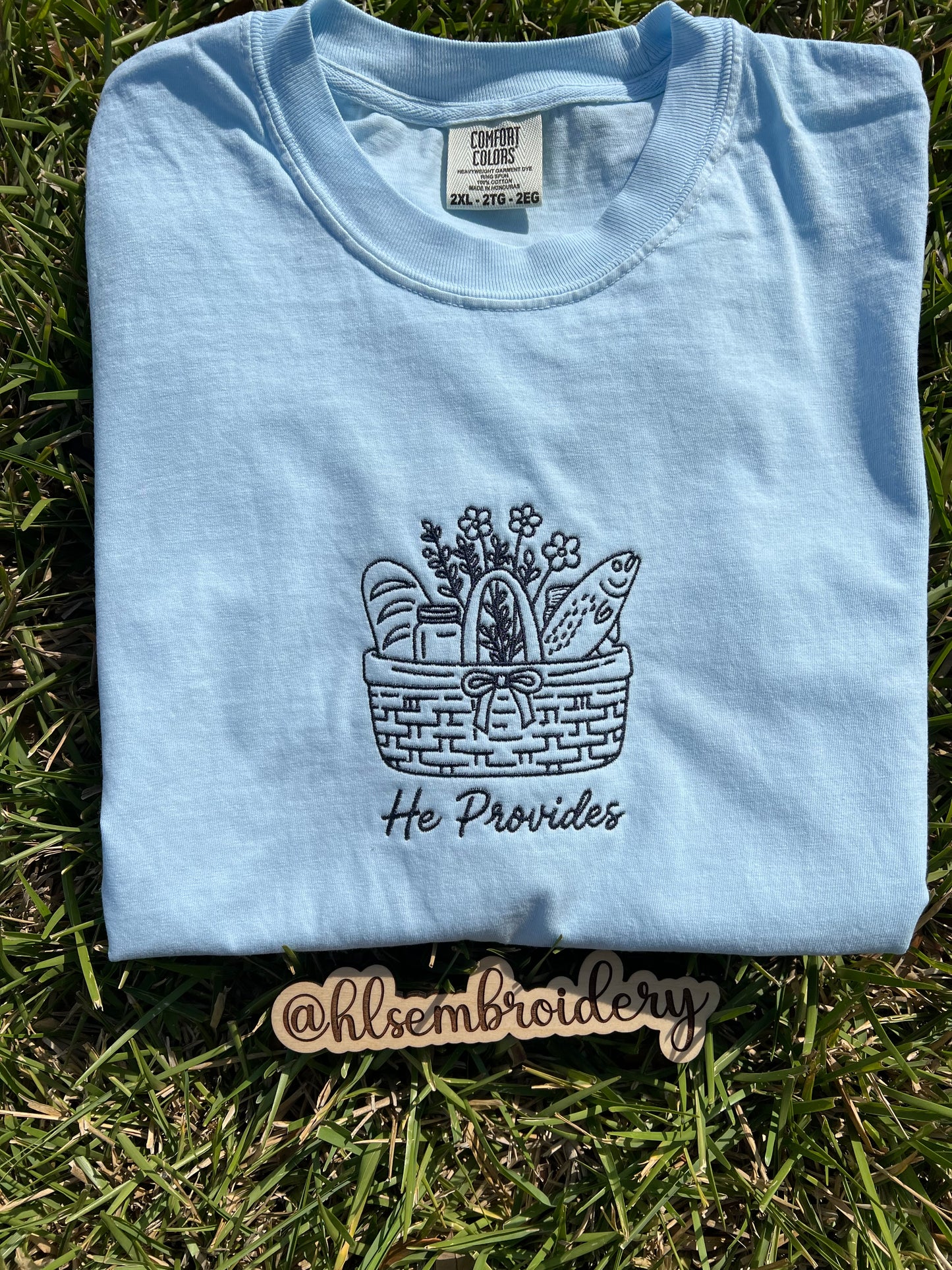 He Provides — Embroidered Design (Ready To Ship)