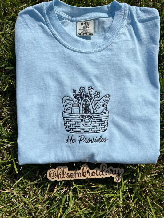 He Provides — Embroidered Design