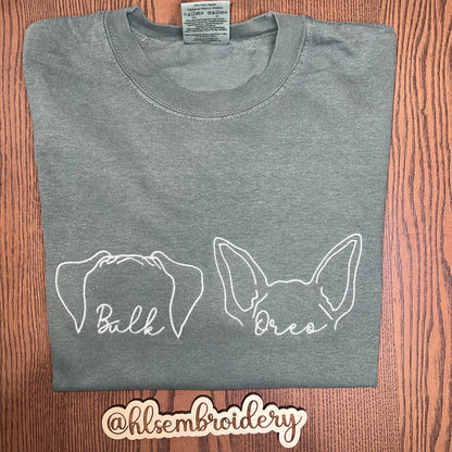 Custom Pet Outline Embroidered Tee or Crewneck
