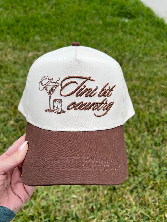 Beige and brown Cap with 'First let country' text embroidered on front