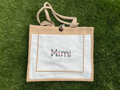 Custom Name — Tulip Font Embroidered Tote