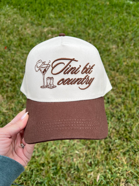 Beige and brown Cap with 'First let country' text embroidered on front
