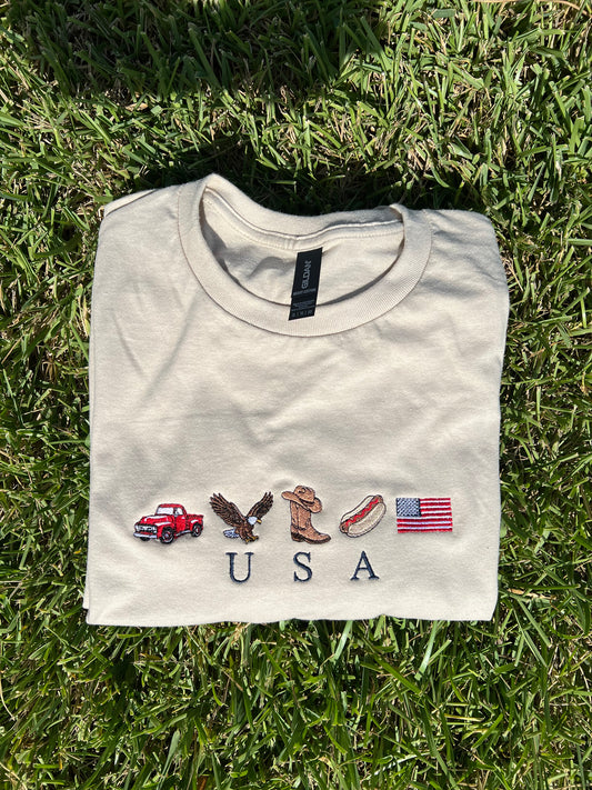 All-American Icons Embroidered Tee or Crewneck