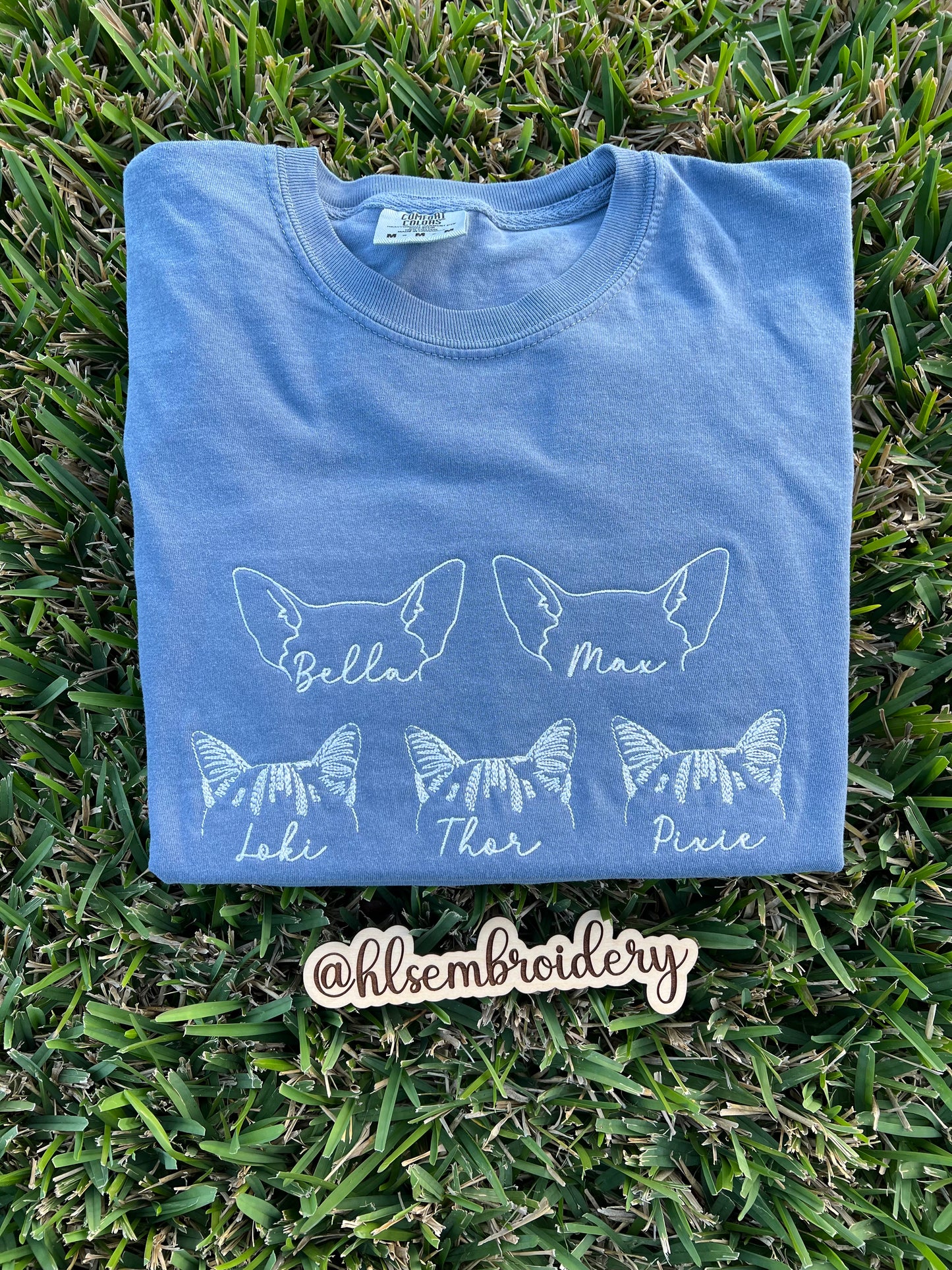 Custom Pet Outline Embroidered Tee or Crewneck