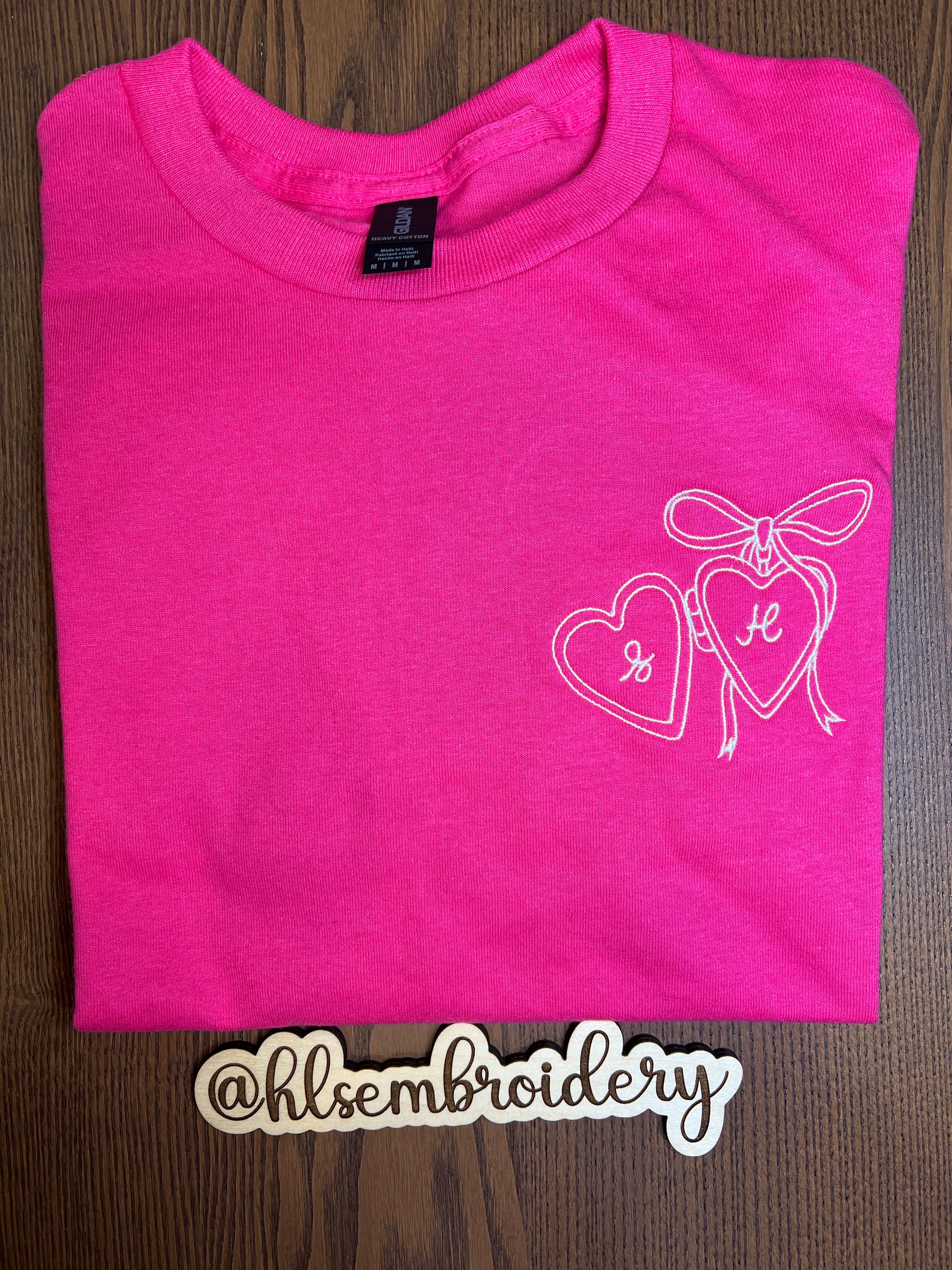 Pink Shirt with Locket embroidered with initials