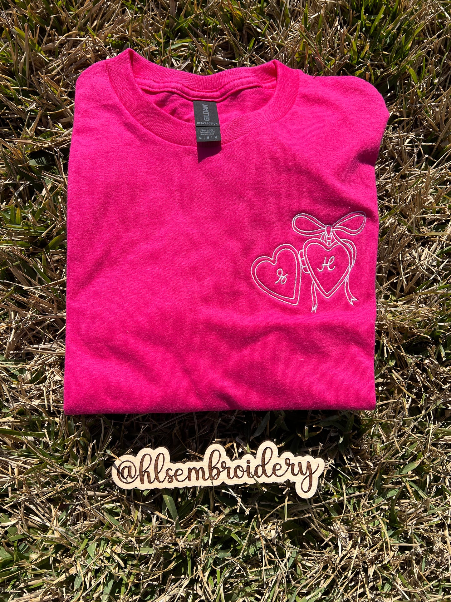 Pink Shirt with Locket embroidered with initials