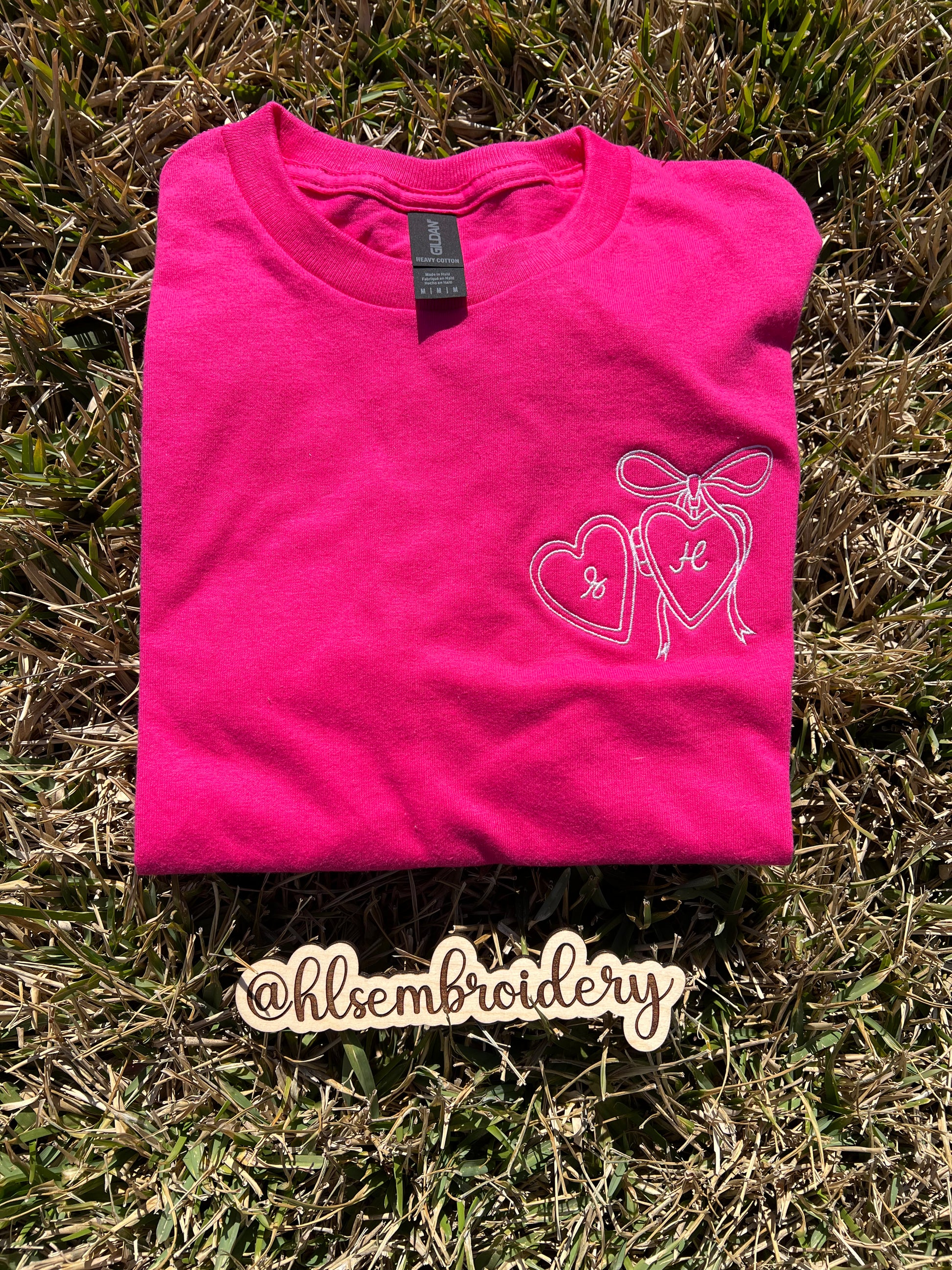Pink Shirt with Locket embroidered with initials