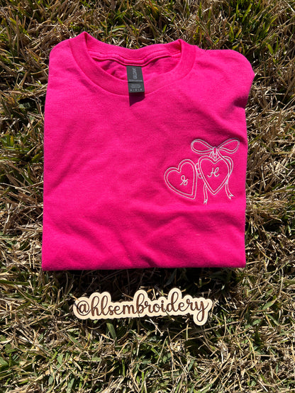 Pink Shirt with Locket embroidered with initials