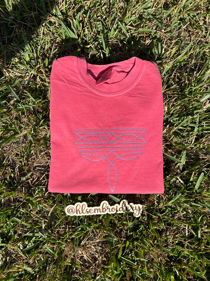 Boot Stitch — Embroidered Tee (Ready To Ship)