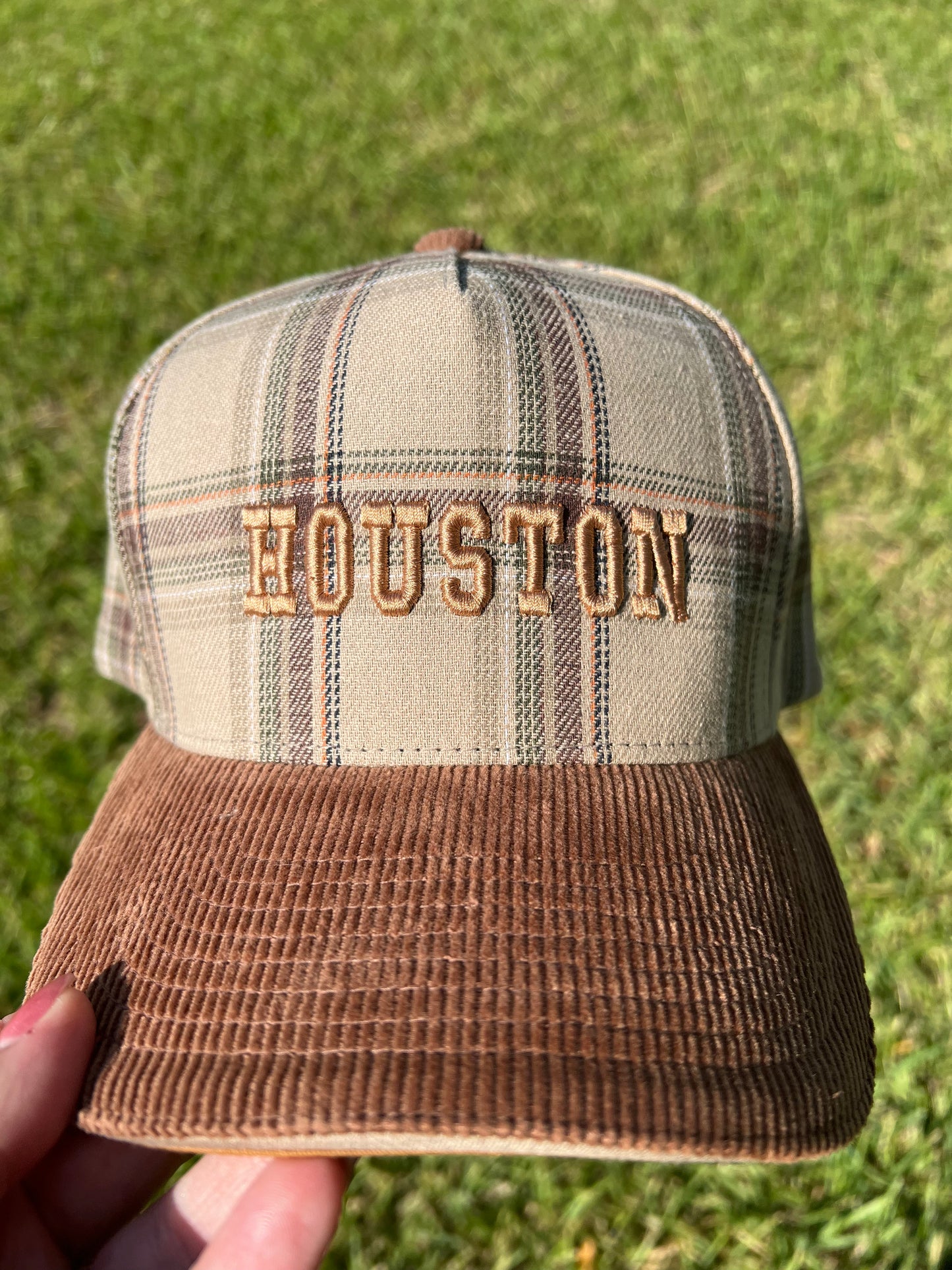 Houston Plaid Hat — Puff Embroidery