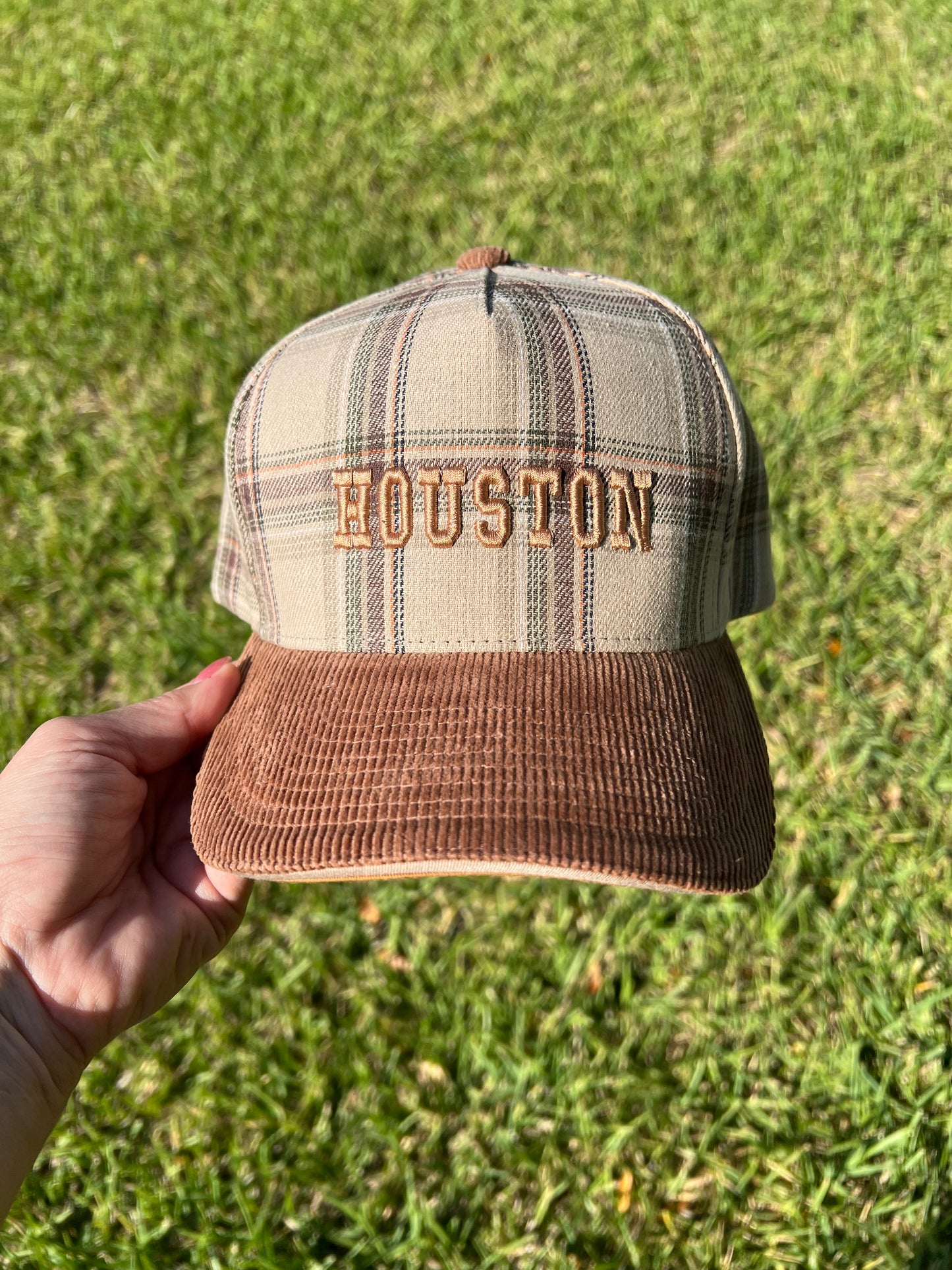 Houston Plaid Hat — Puff Embroidery