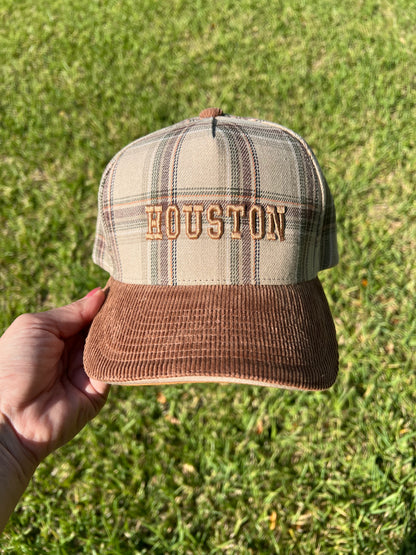 Houston Plaid Hat — Puff Embroidery