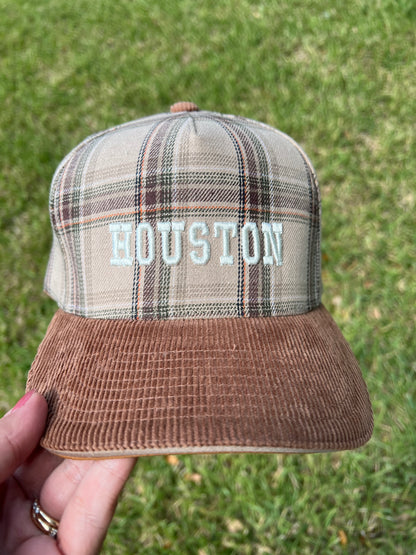 Houston Plaid Hat — Puff Embroidery