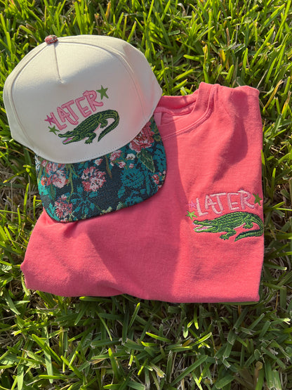 Later — Embroidered Tee or Crewneck