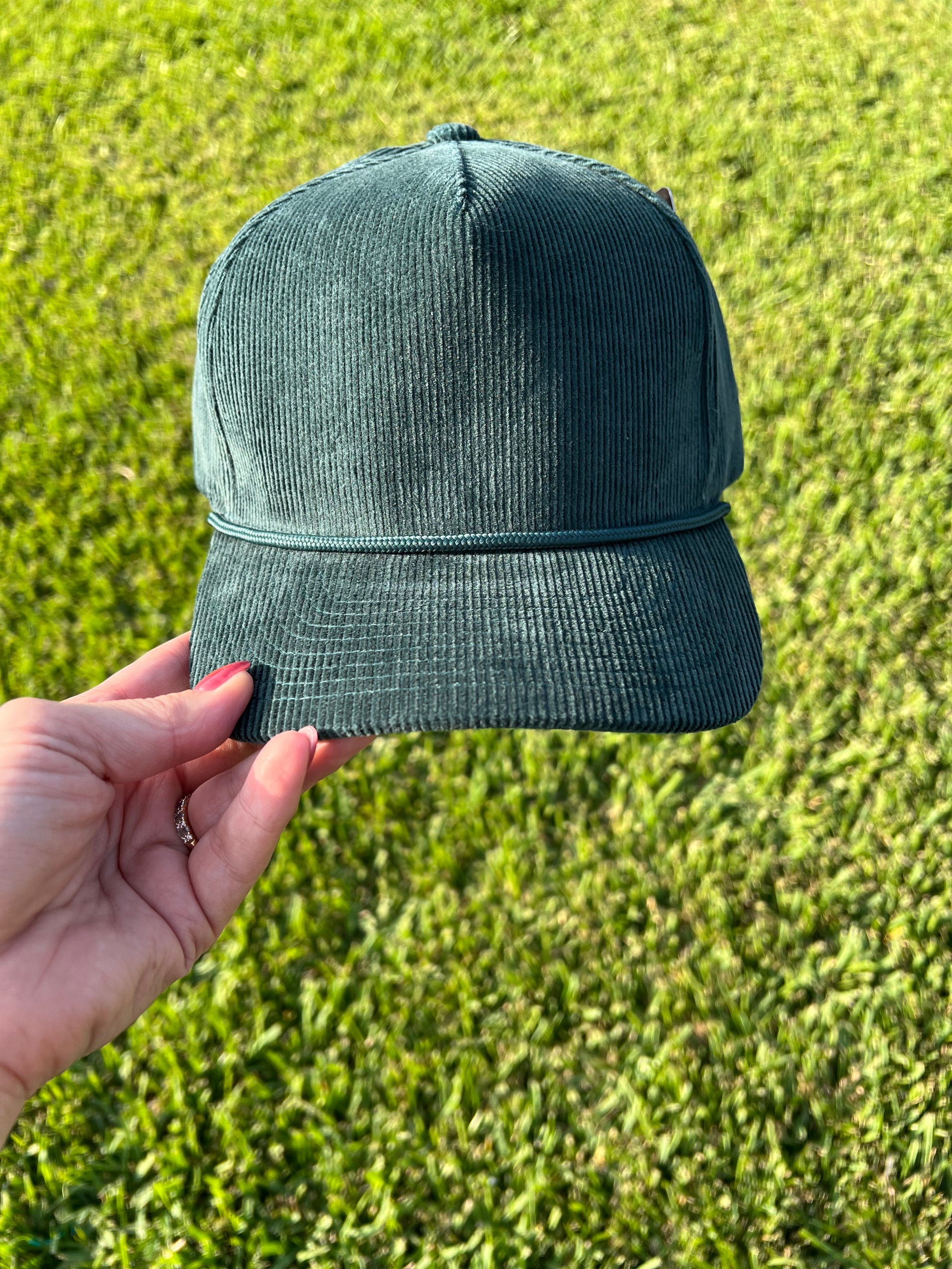 green corduroy cap