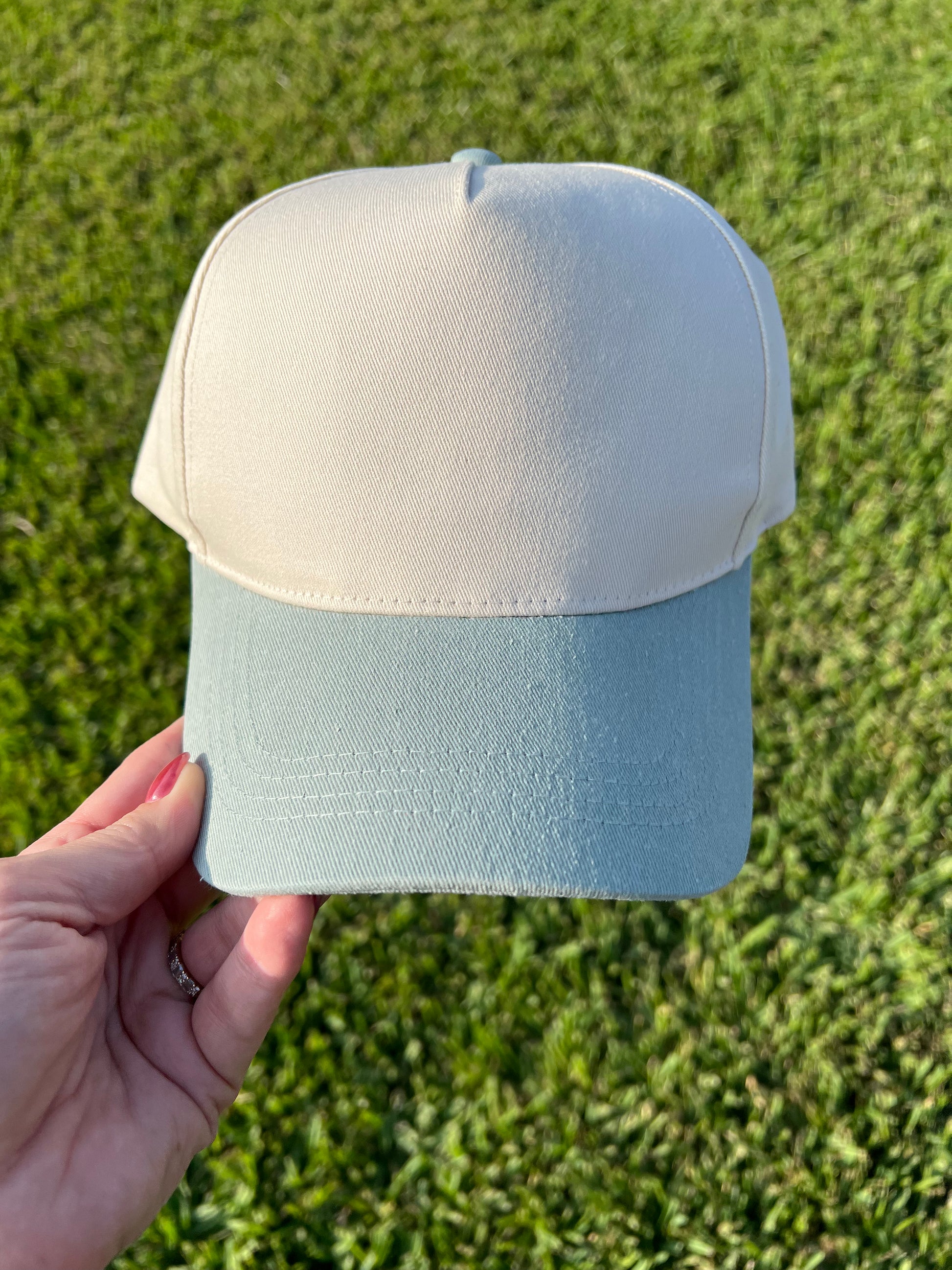 beige and sage cap
