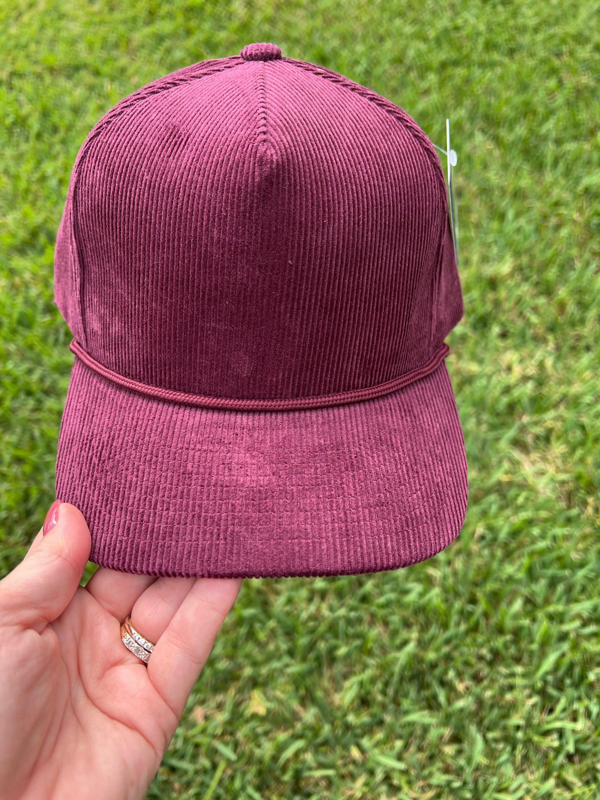 Maroon Corduroy Cap with rope