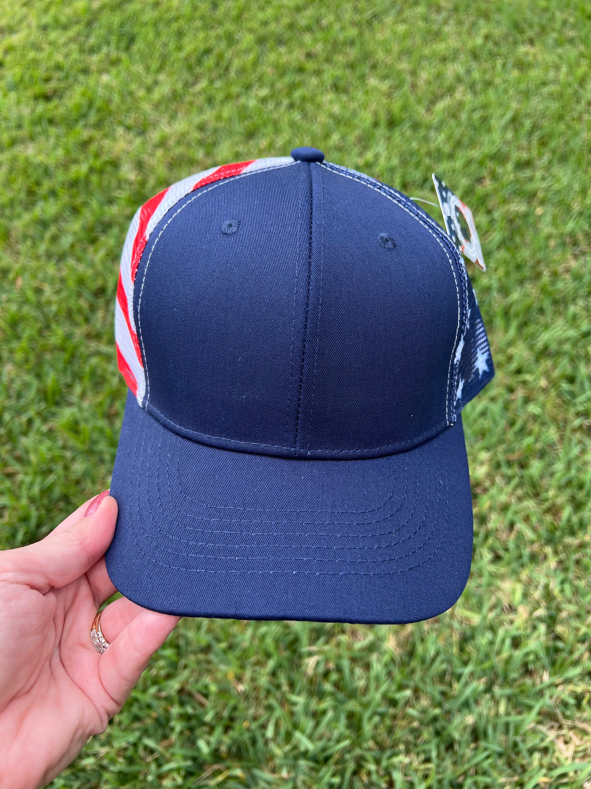 Navy Blue with USA mesh back cap 
