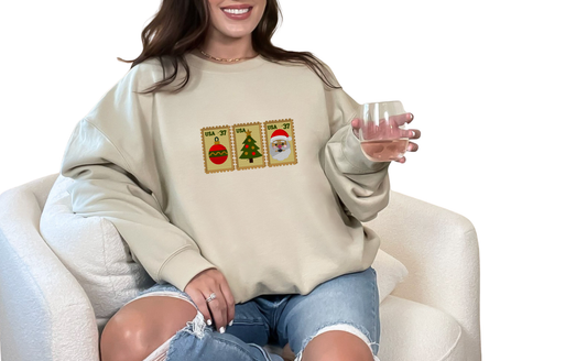 Holiday Stamp Embroidered Crewneck