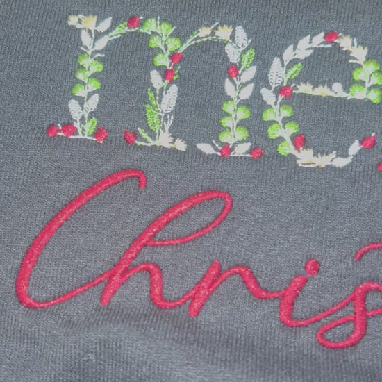 sweatshirt with 'merry Christmas' text 