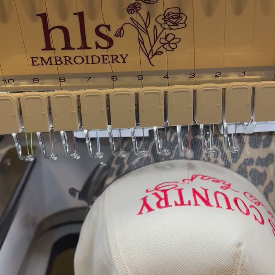  '90's Country Kinda Heart' embroidery with leopard and beige cap